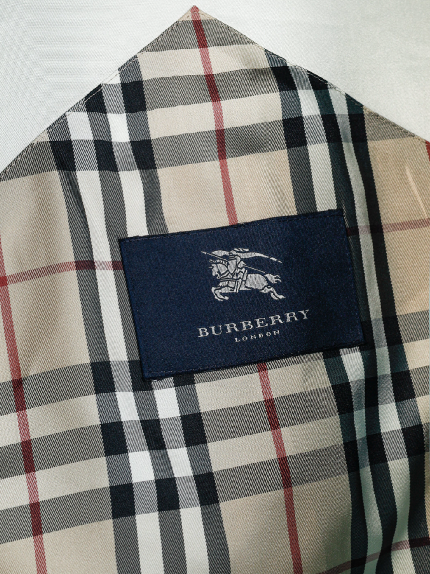 Burberry 2000s Turquoise Sateen Check-Undercollar Trench Coat