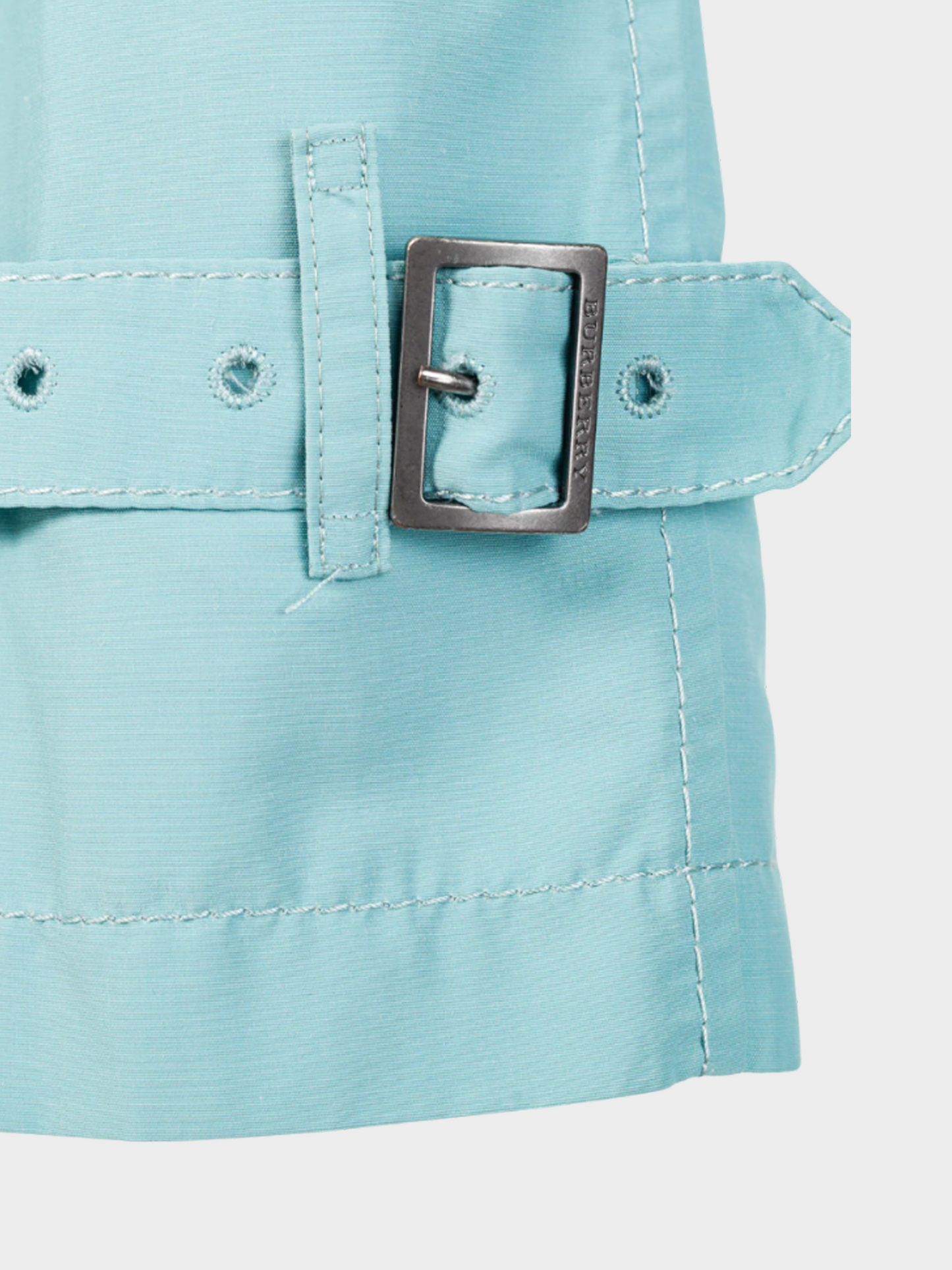 Burberry 2000s Turquoise Sateen Check-Undercollar Trench Coat
