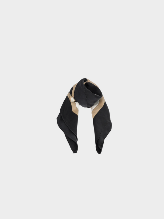 Burberry 2010s Champagne Gold and Black Metallic Check Silk Scarf