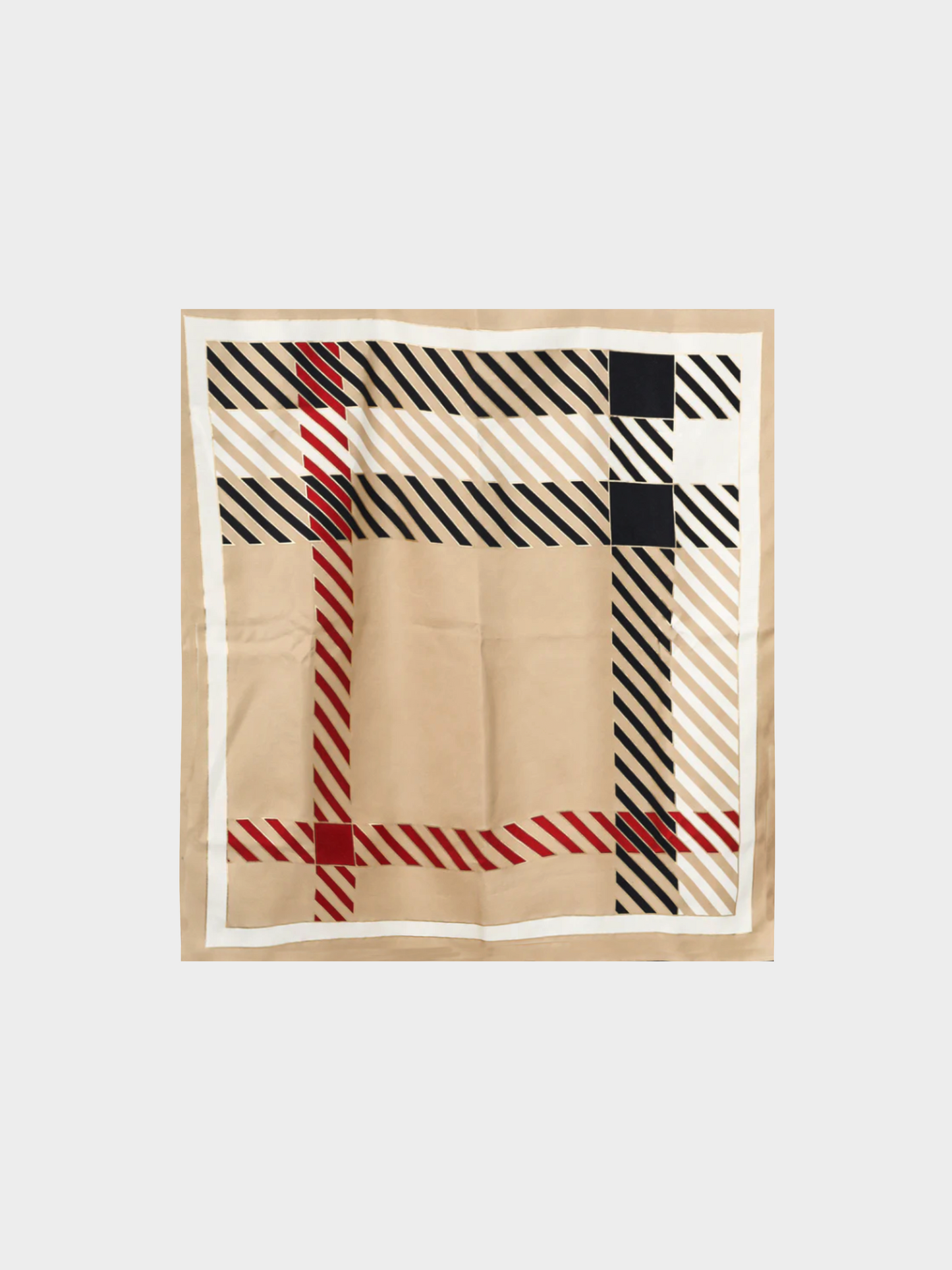 Burberry 2010s Champagne Gold and Black Metallic Check Silk Scarf