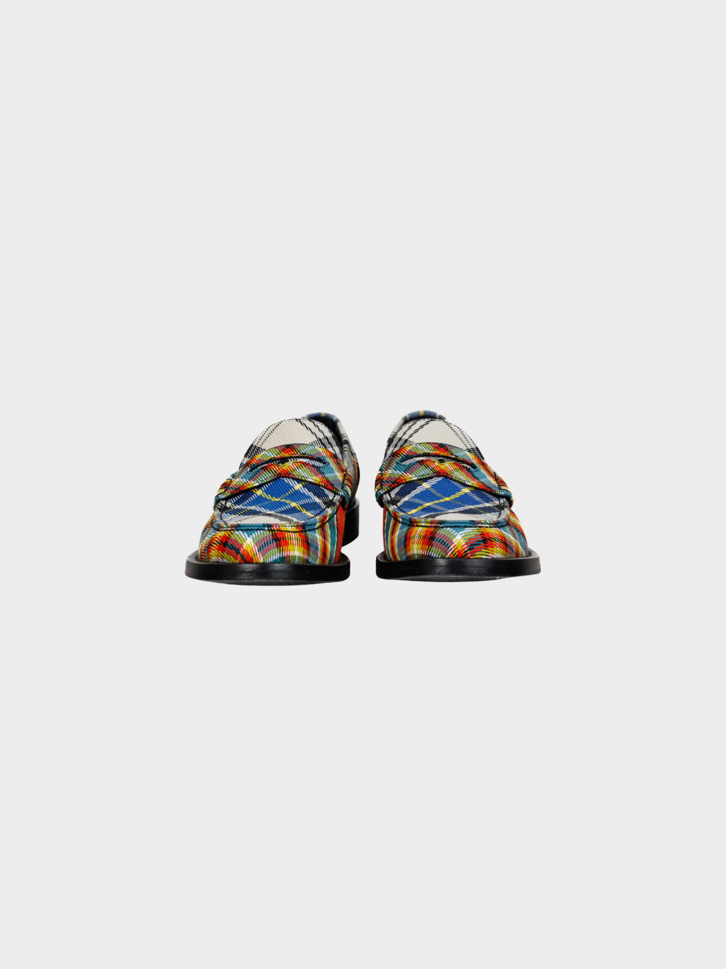 Burberry 2010s Bedmont Poppy Orange Tartan Flat Loafers