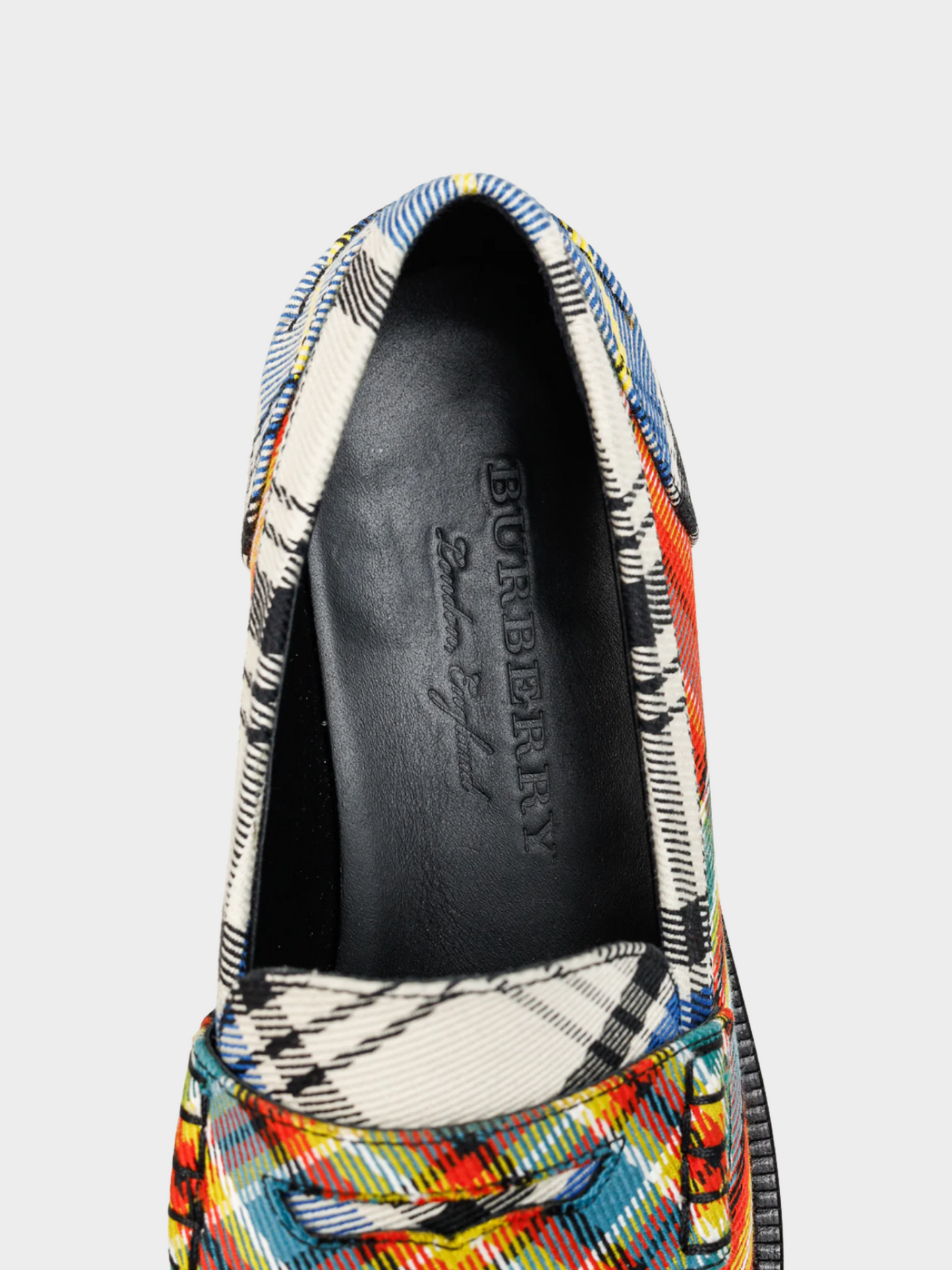 Burberry 2010s Bedmont Poppy Orange Tartan Flat Loafers