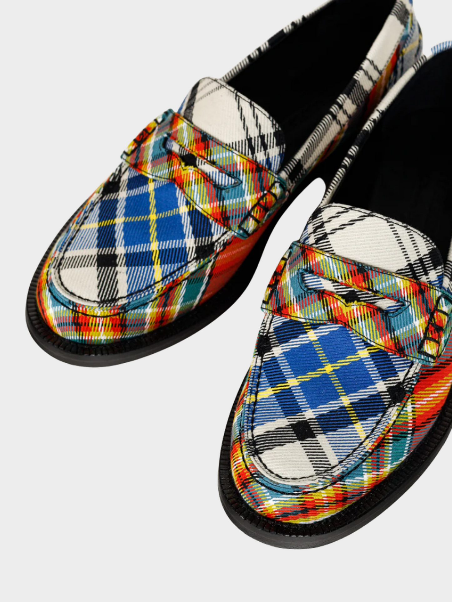 Burberry 2010s Bedmont Poppy Orange Tartan Flat Loafers