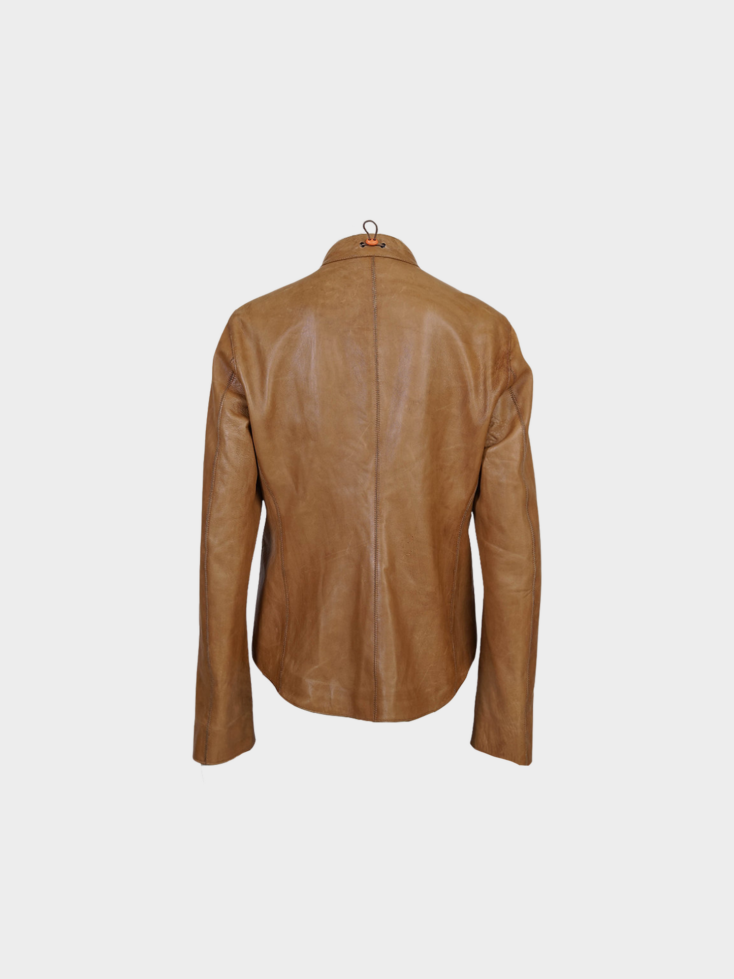 Burberry Prorsum FW 2000 Brown Leather Stopper Neck Jacket