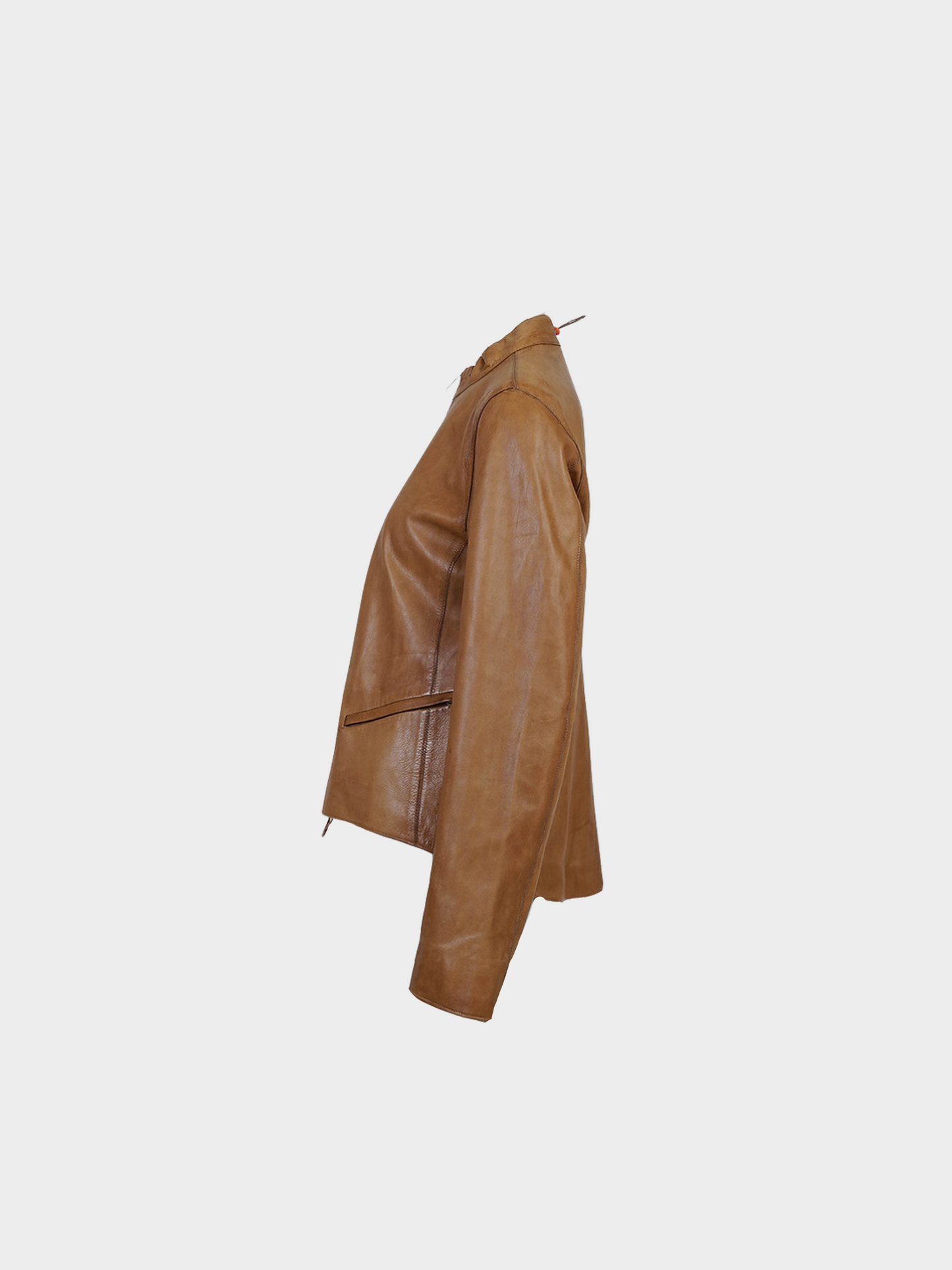 Burberry Prorsum FW 2000 Brown Leather Stopper Neck Jacket