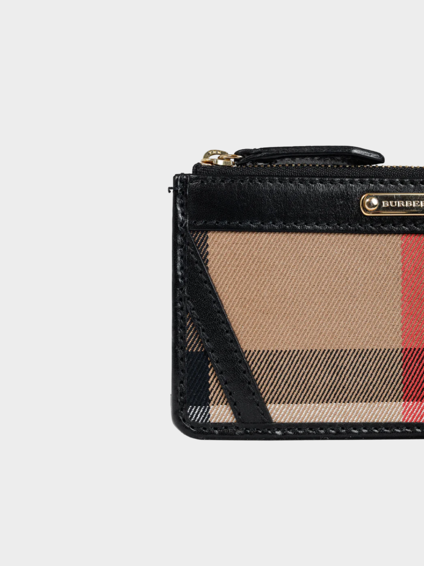 Burberry 2010s Beige Nova Check Canvas Black-Leather-Trim Wallet