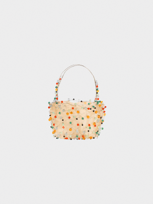 Bottega Veneta 1980s Sculptural Beaded Organza Bag