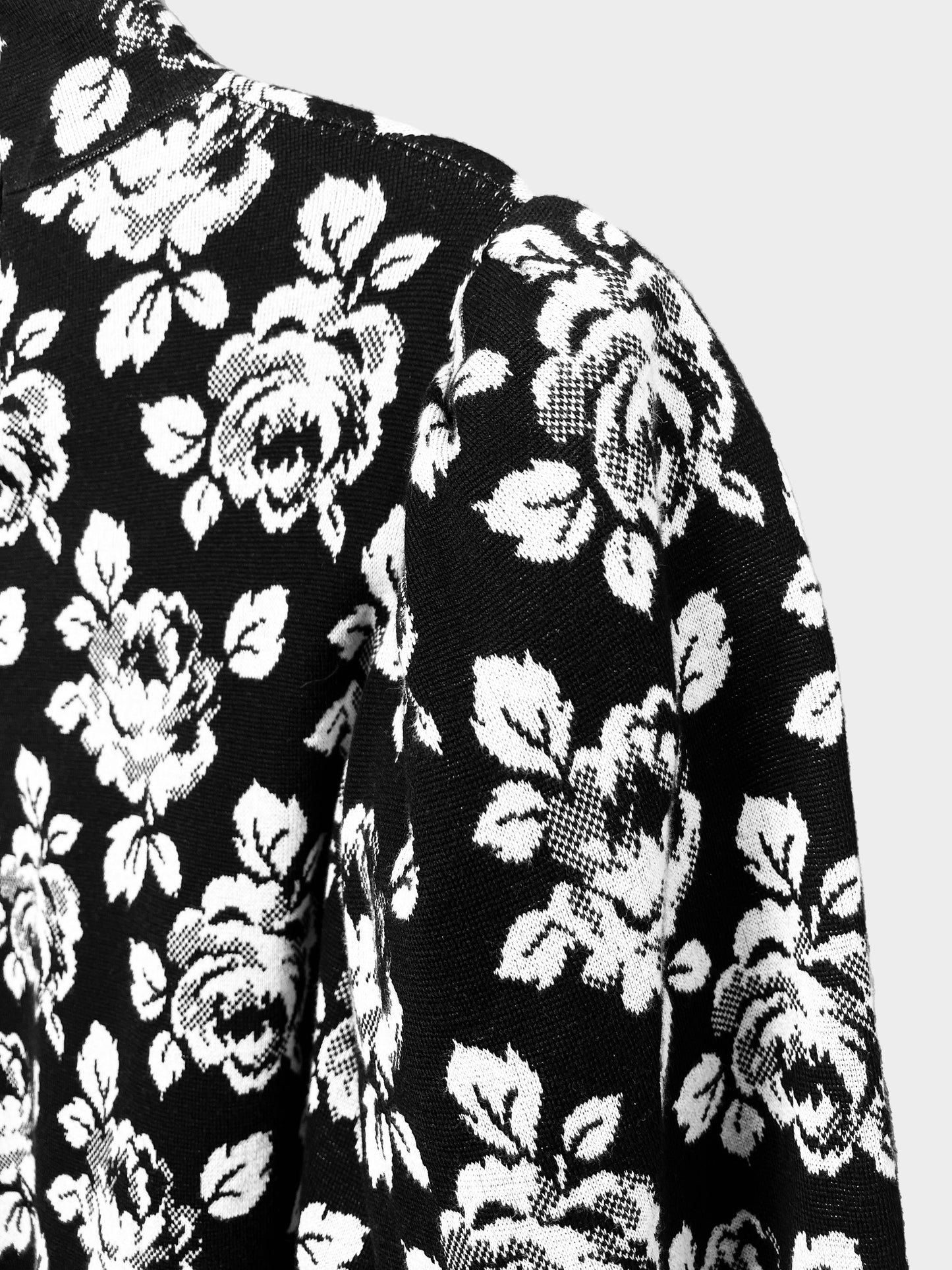 Balenciaga 2019 High-Neck Floral Jacquard Sweater