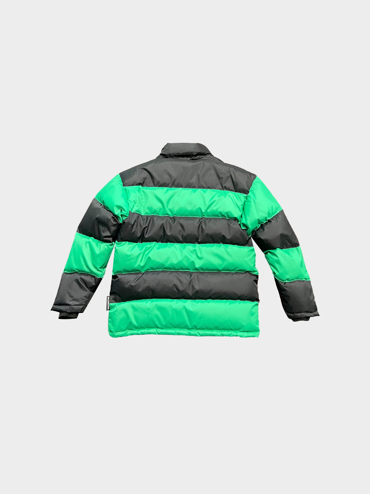 Balenciaga FW 2018 Green Striped Oversized Puffer Jacket