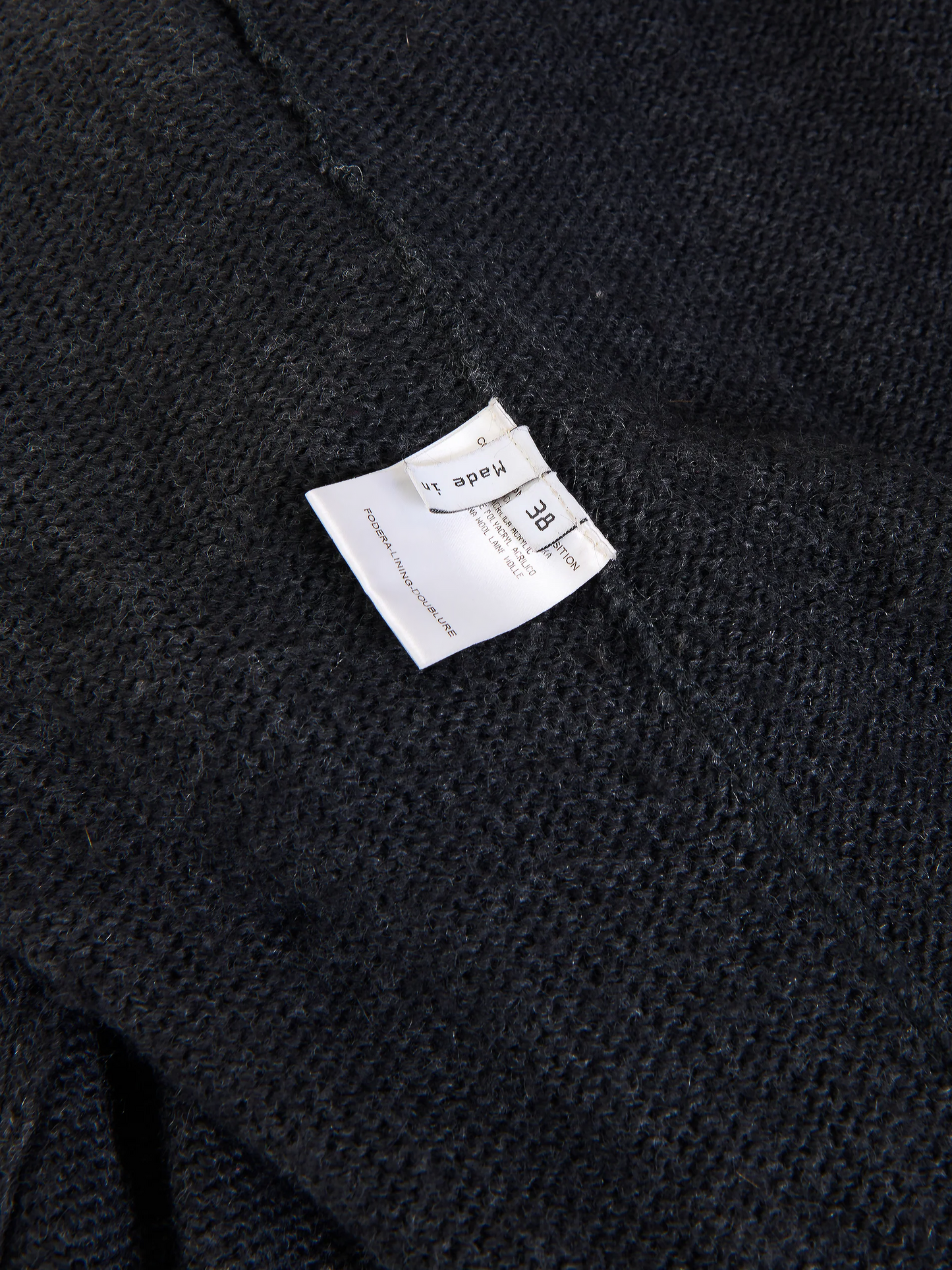 Balenciaga AW 2007 Double Breasted Knitted Black Alpaca Coat