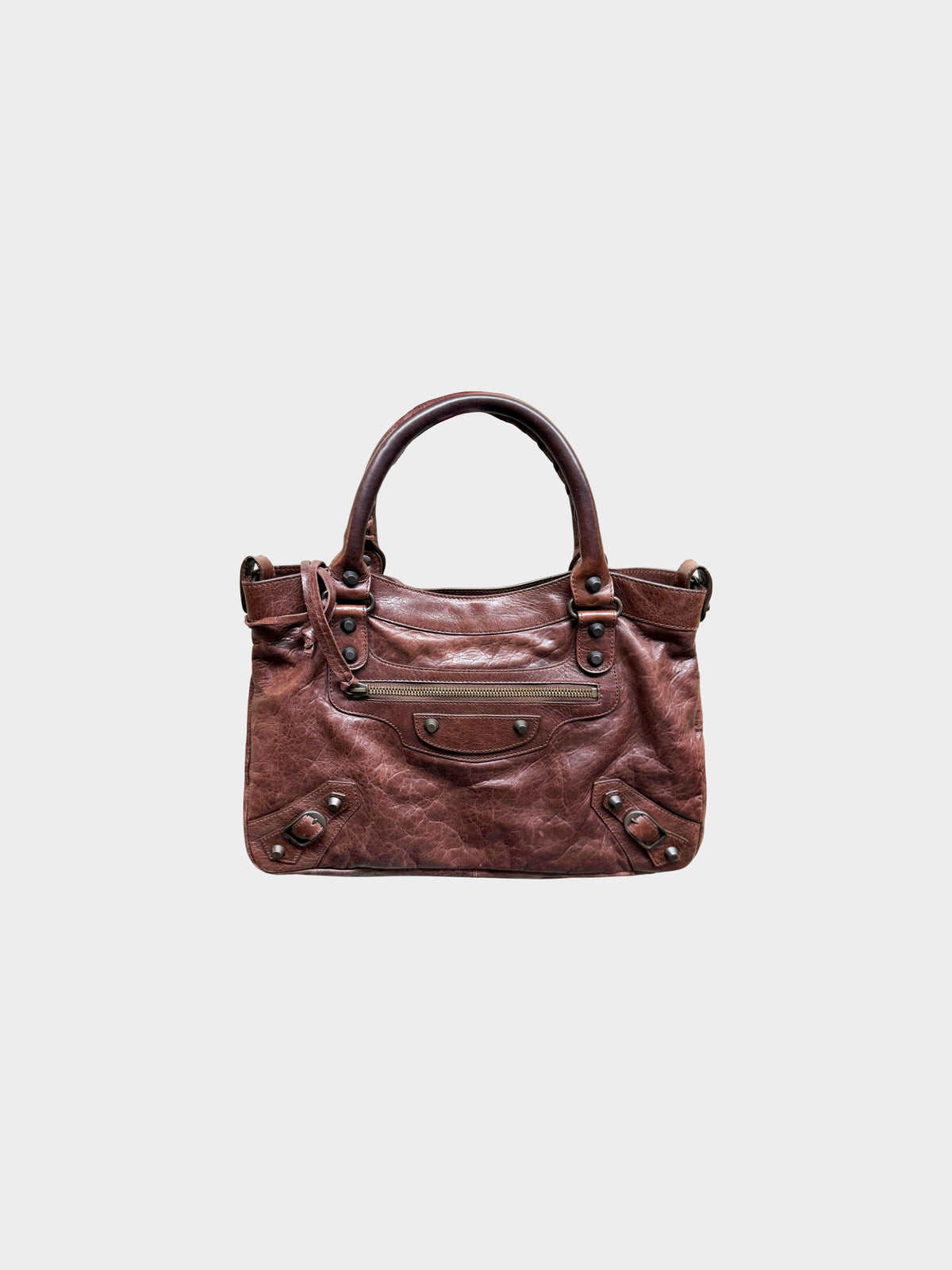 Balenciaga Early 2000s Brown Leather City Bag