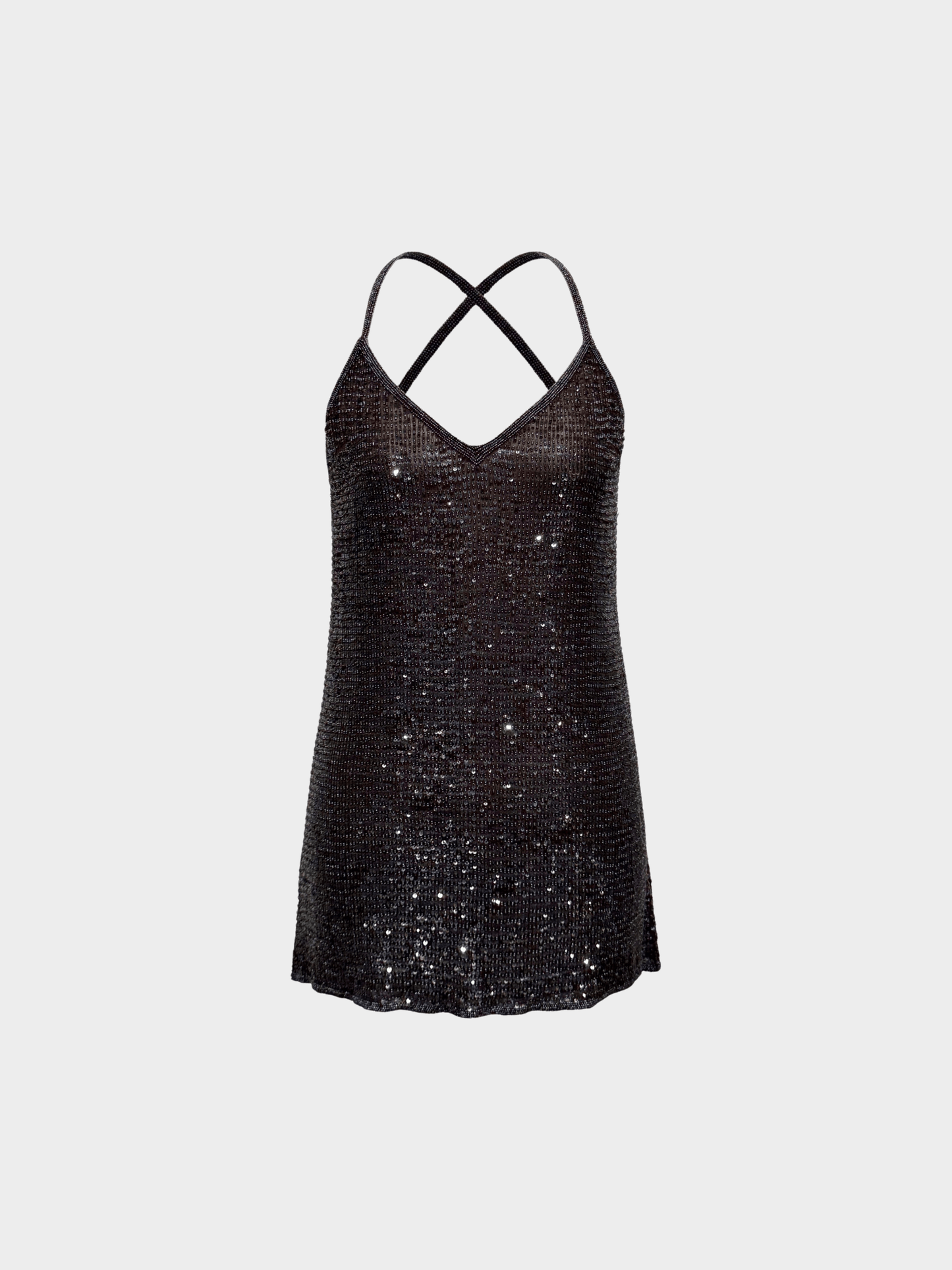 Gai Mattiolo 1990s Beaded Cross-Back Mini Dress