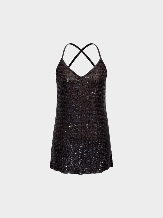 Gai Mattiolo 1990s Beaded Cross-Back Mini Dress
