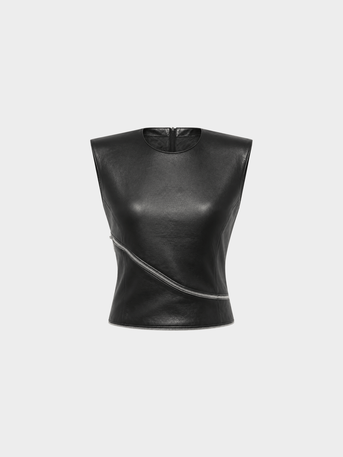 Versace FW 1998 Black Leather Zip Top