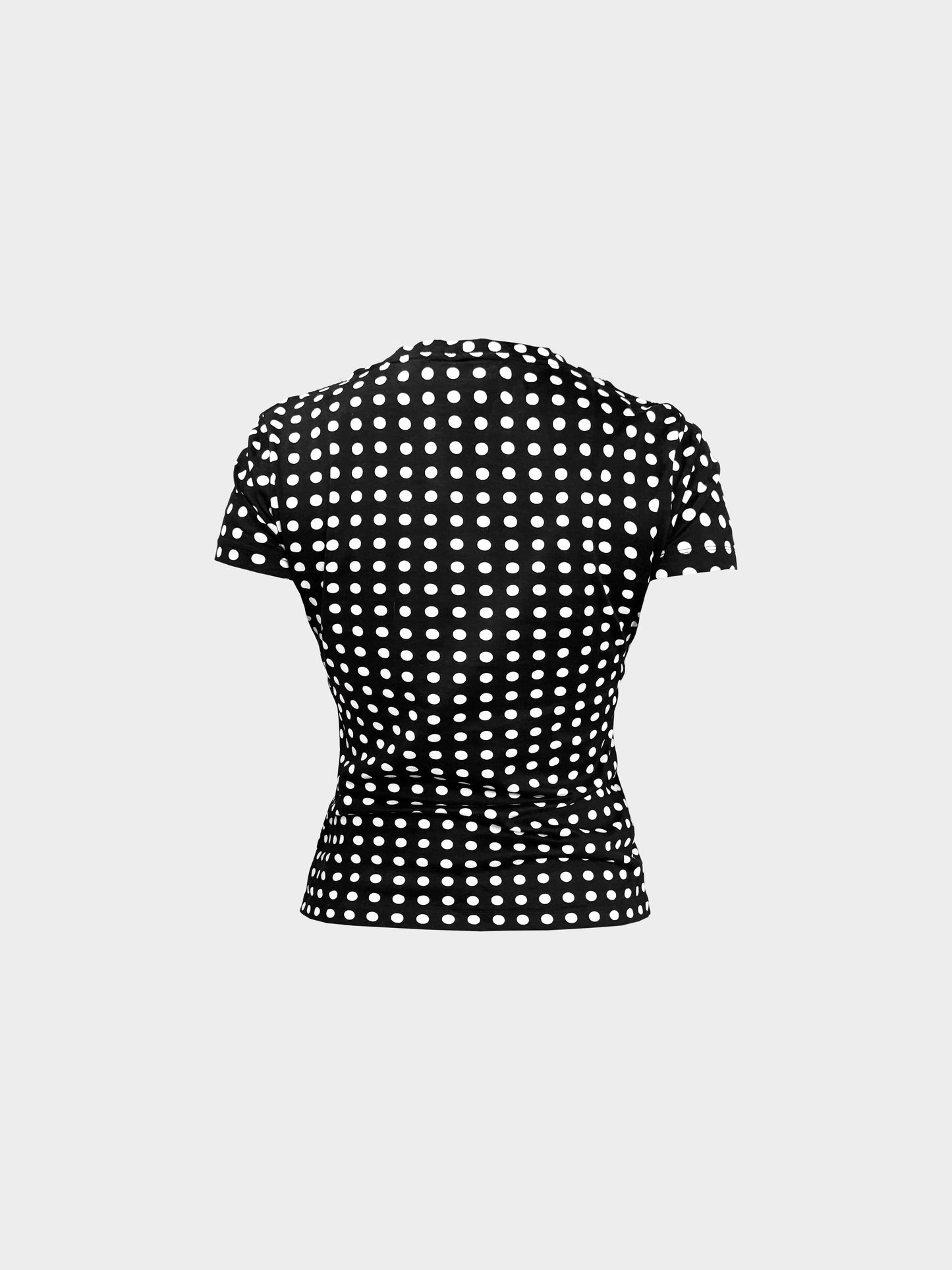 Yves Saint Laurent 2000s Black and White Polka Dot YSL Logo Top