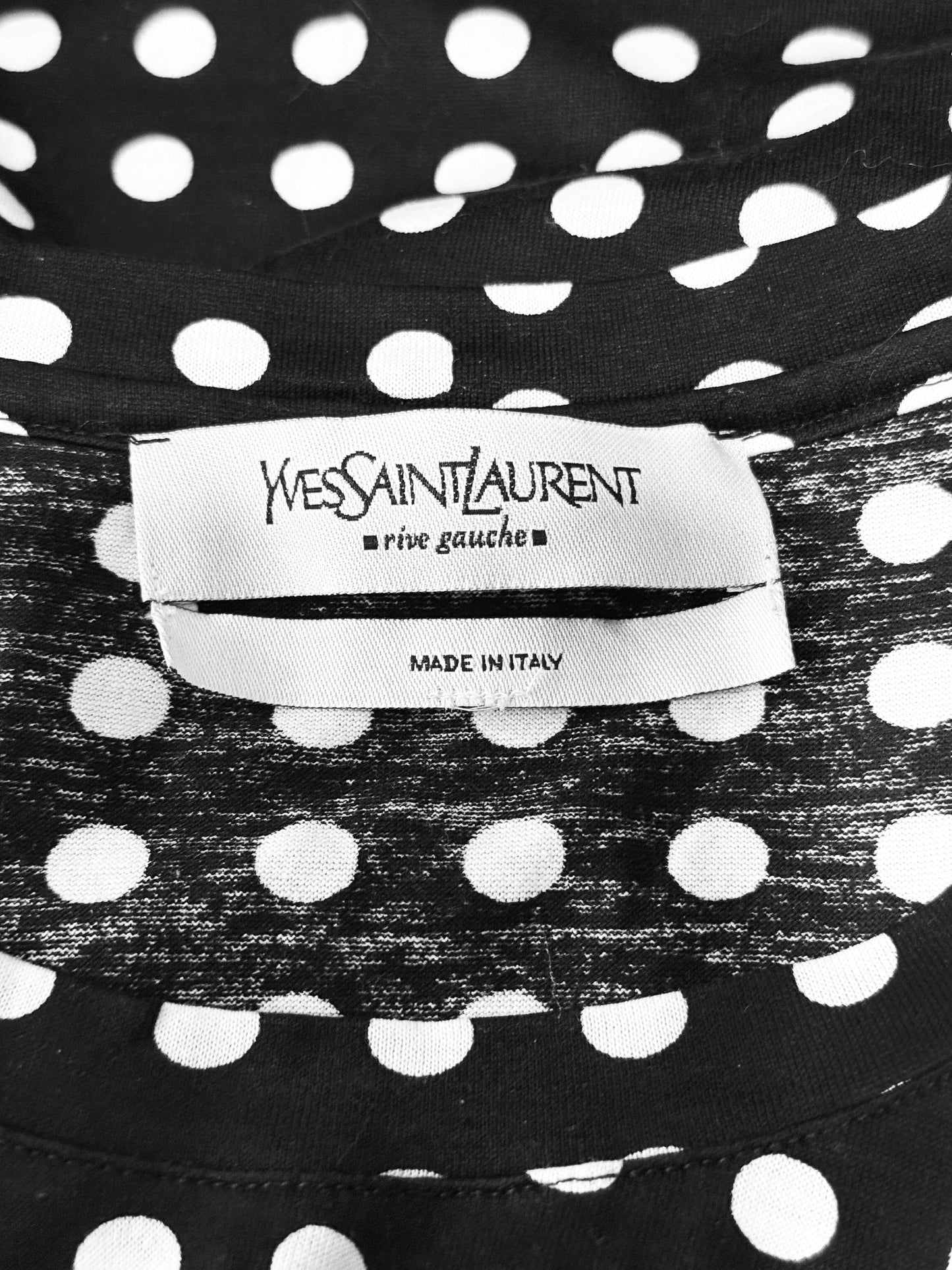 Yves Saint Laurent 2000s Black and White Polka Dot YSL Logo Top