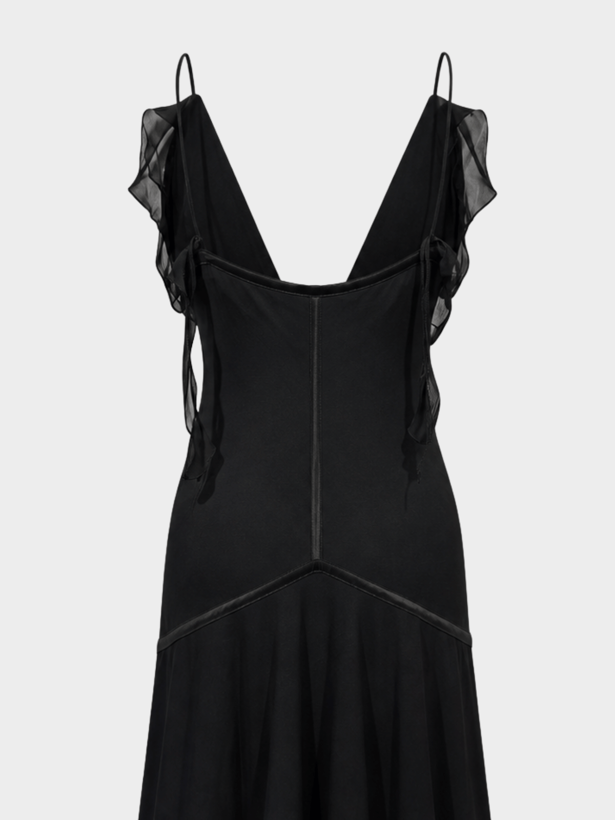 Roberto Cavalli SS 2004 Black Ruffled Bias-Cut Dress