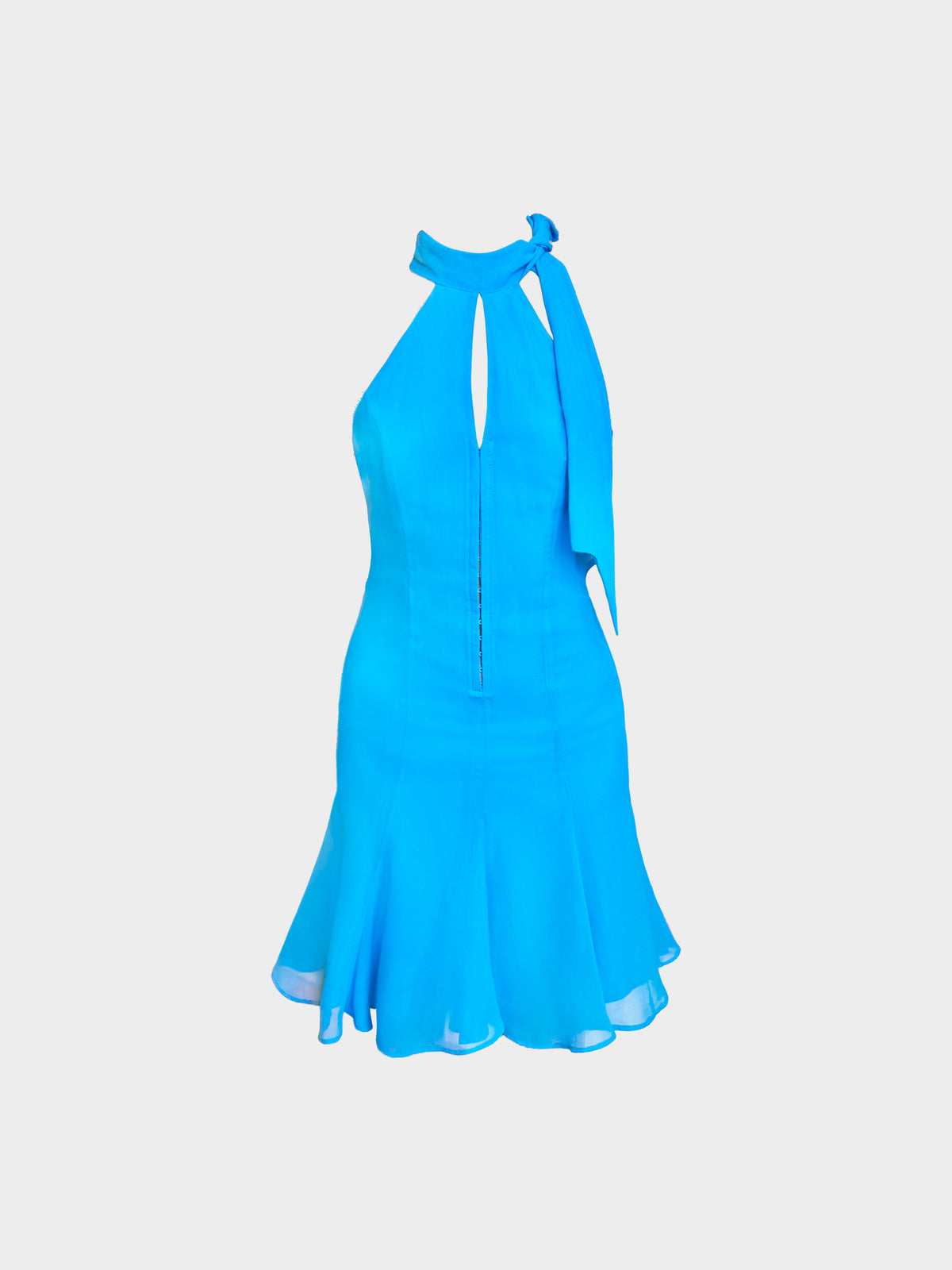 Gianni Versace 2000s Blue Viscose Cut-out Halter Dress