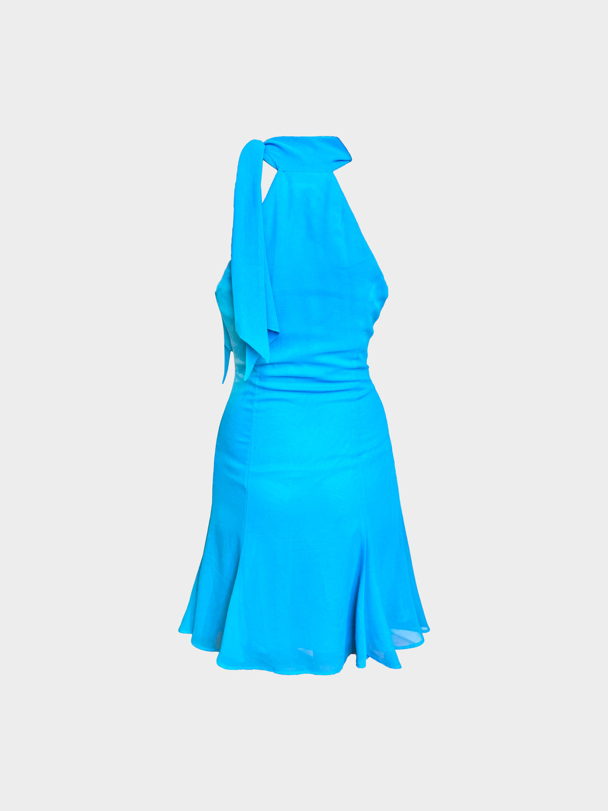 Gianni Versace 2000s Blue Viscose Cut-out Halter Dress
