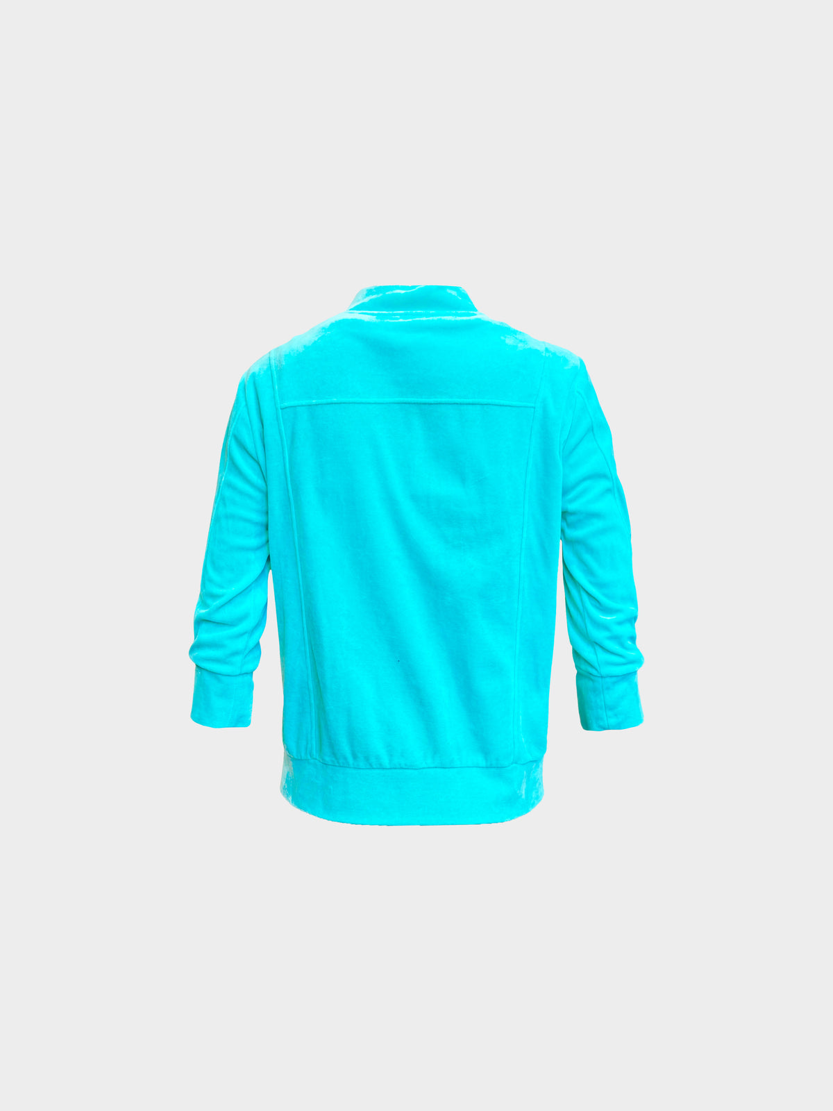 Blumarine 2000s Turquoise Velour Bomber Jacket