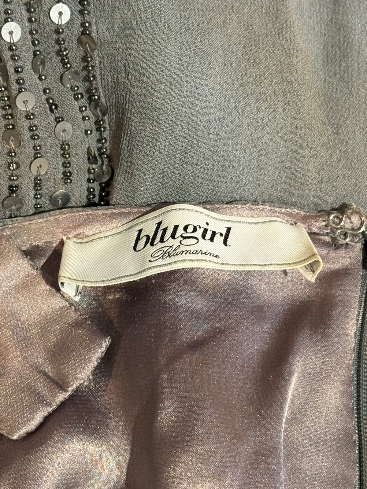 Blumarine 2000s Rare Silver Sequin and Jeweled Dress