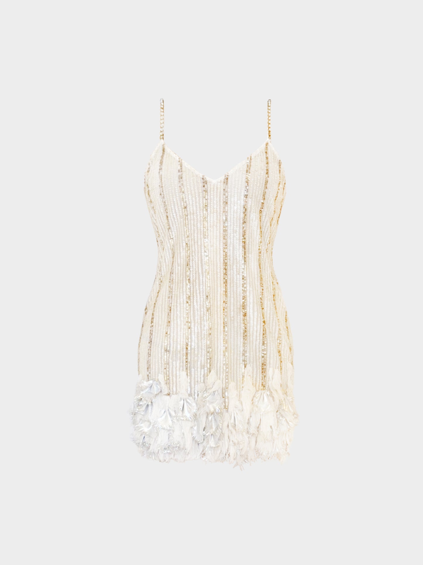 Blumarine 2000s Blugirl Beige and Silver Iridescent Sequined Mini Dress