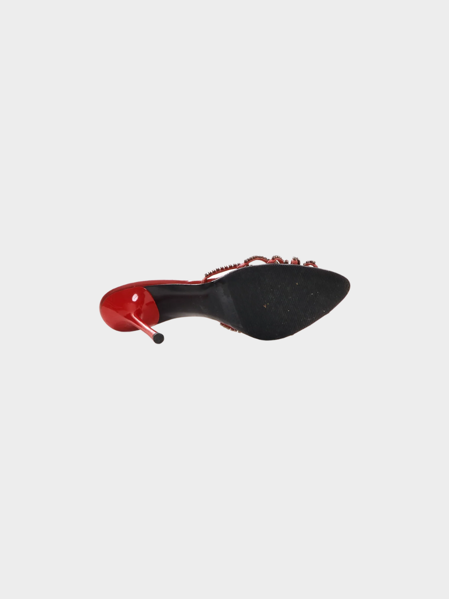 Sergio Rossi 2000s Red Crystal Embellished Mules
