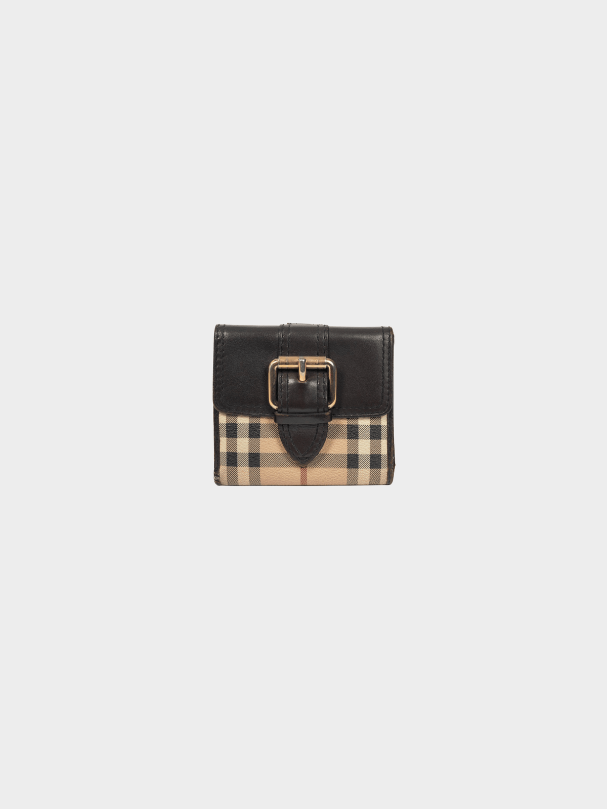 Burberry 2000s Credcoin "Chocolate" Haymarket Check Leather-Trim Wallet