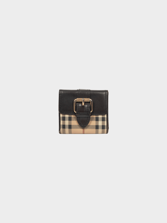 Burberry 2000s Credcoin "Chocolate" Haymarket Check Leather-Trim Wallet