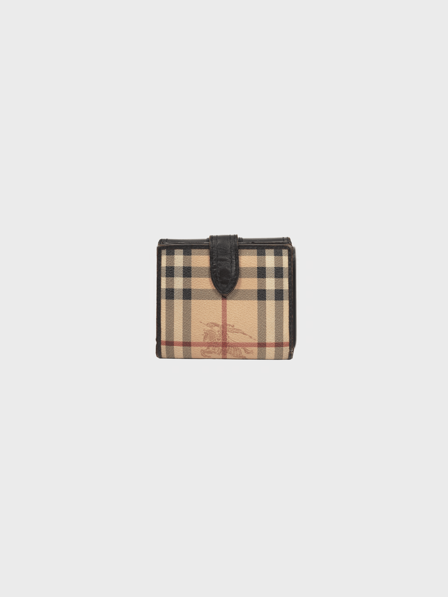 Burberry 2000s Credcoin "Chocolate" Haymarket Check Leather-Trim Wallet