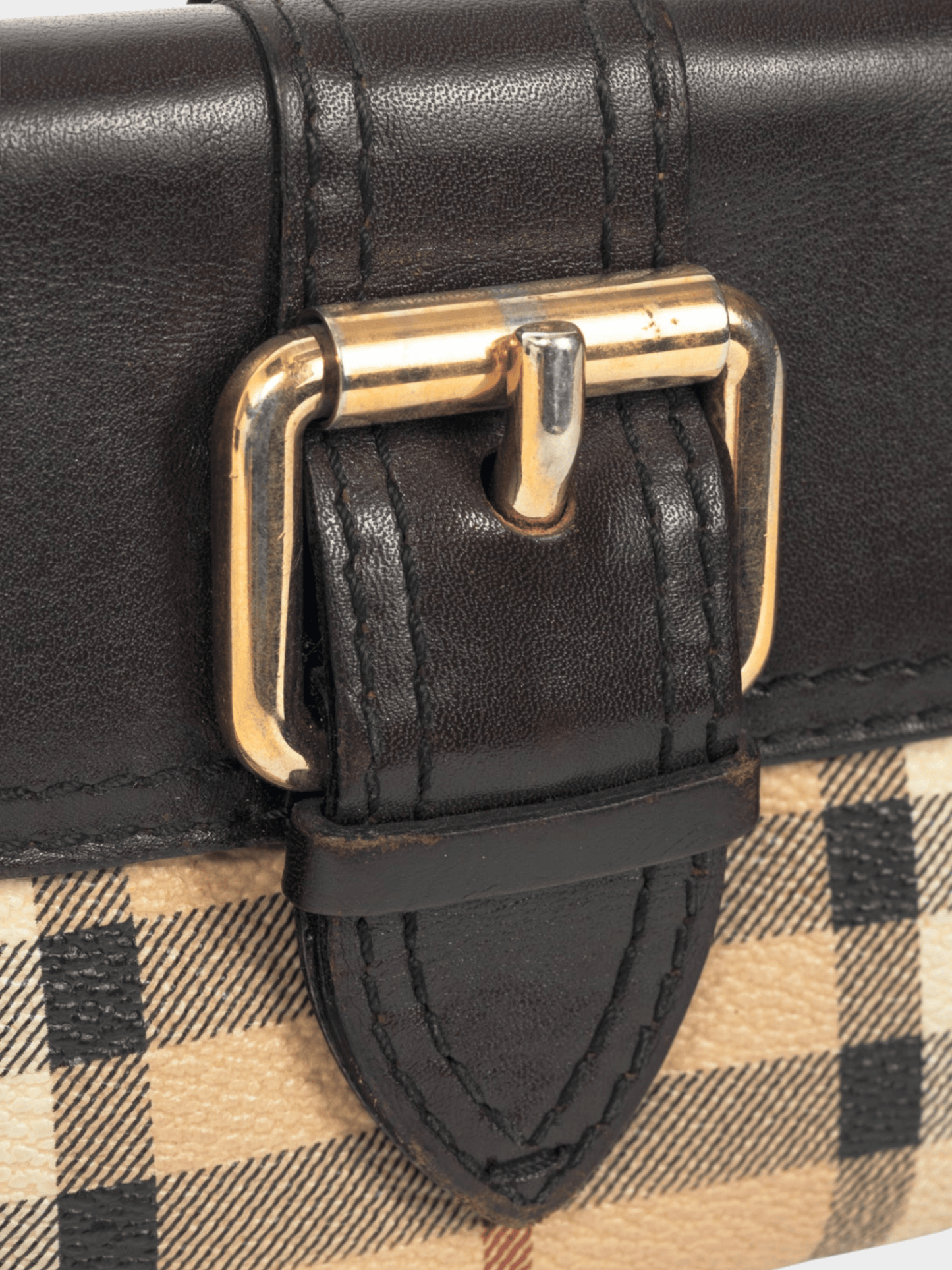 Burberry 2000s Credcoin "Chocolate" Haymarket Check Leather-Trim Wallet