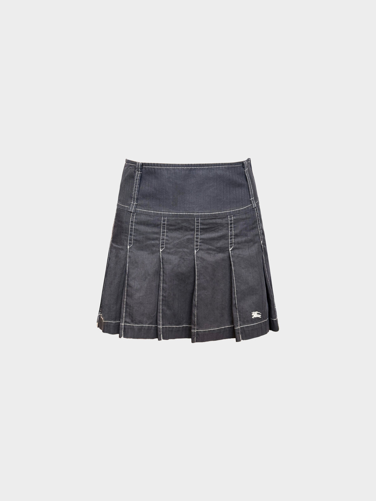 Burberry Blue Label 2000s Black Cotton Pleated Mini Skirt