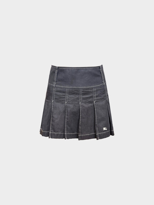 Burberry Blue Label 2000s Black Cotton Pleated Mini Skirt