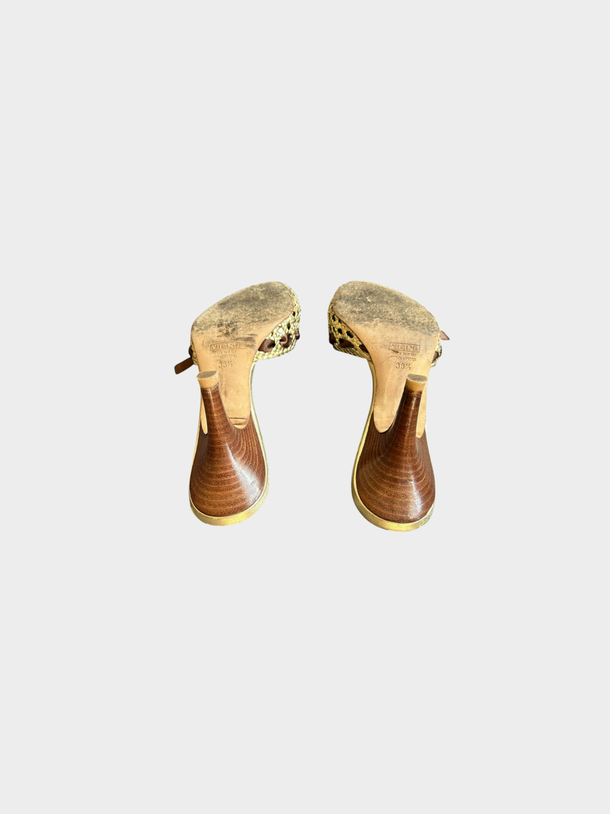 Gucci 2000s Metallic Gold Leather GG Mule Sandals