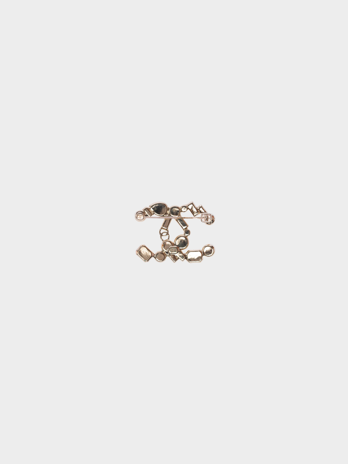 Chanel 2000s CC Silver Crystal & Pearl Brooch