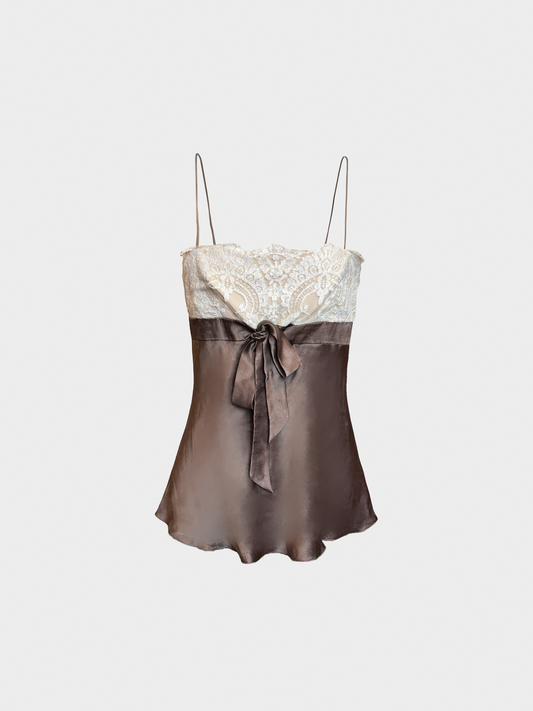 Valentino 2000s Mauve Lace Silk Camisole Top