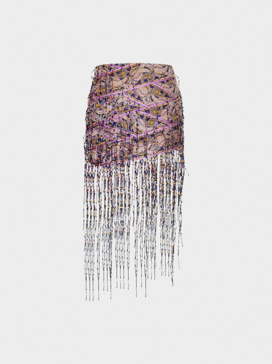 Carven Haute Couture 2000s Violet Embroidered Skirt