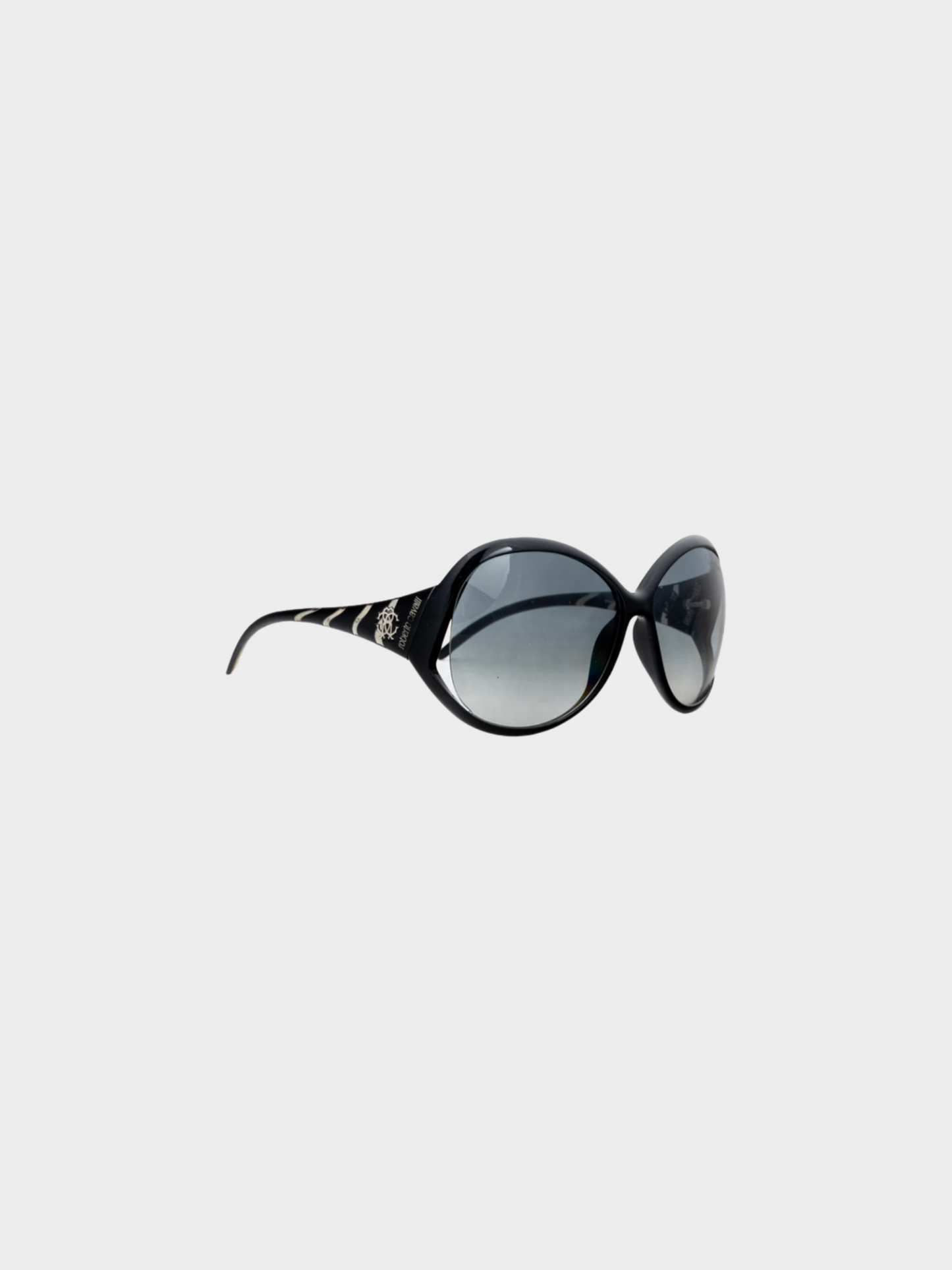 Roberto Cavalli 2000s Pegaso 338S Black Striped Butterfly Sunglasses