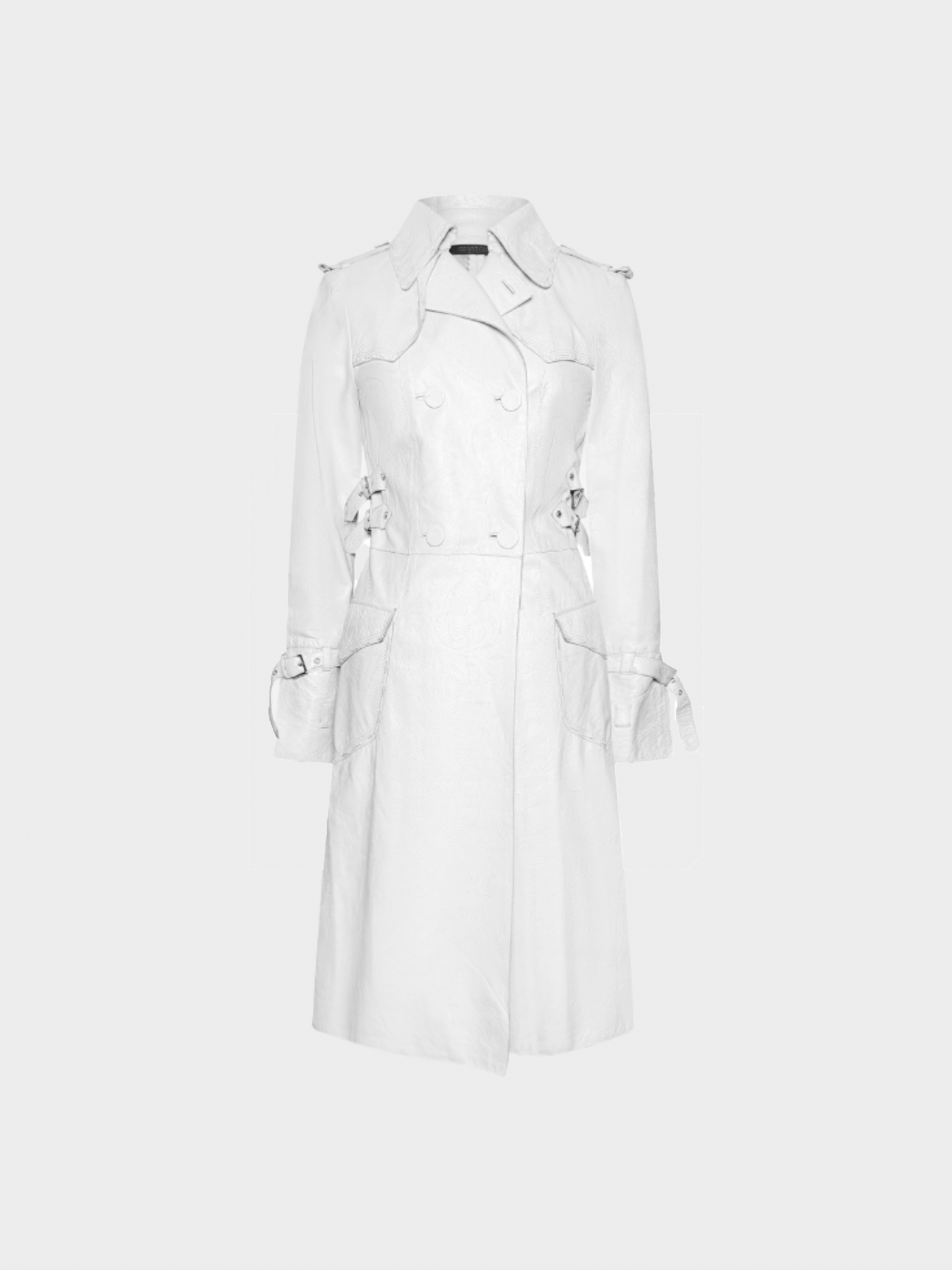 Roberto Cavalli 2000s White Leather Trench Coat