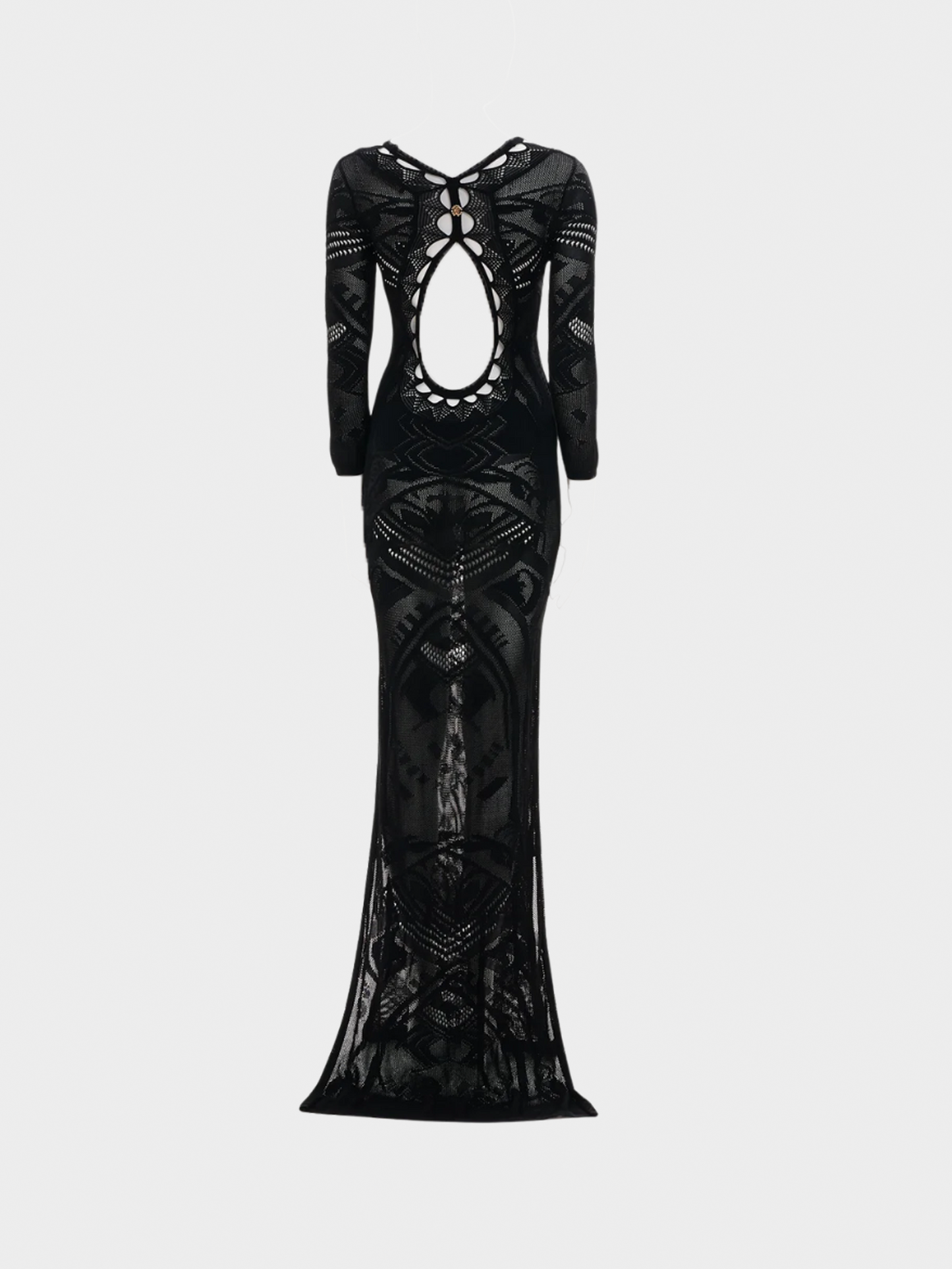 Roberto Cavalli SS 2014 Black Cutout Evening Dress