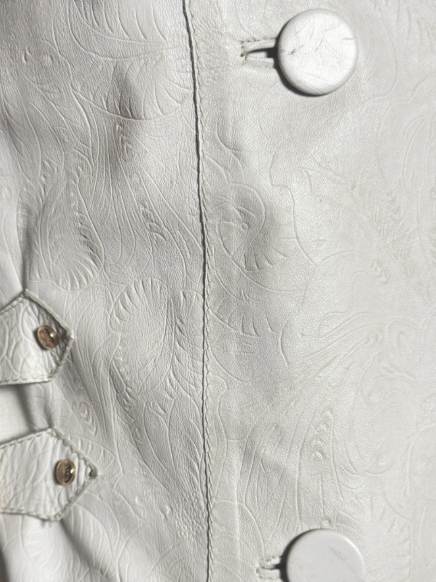 Roberto Cavalli 2000s White Leather Trench Coat