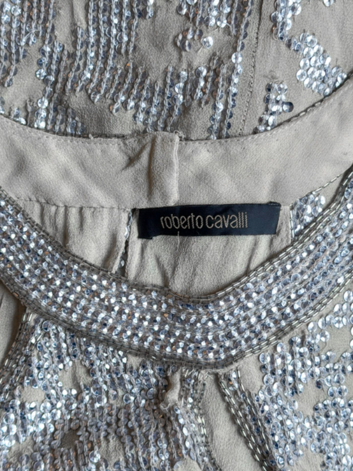 Roberto Cavalli 2007 Beige Embroidered Dress