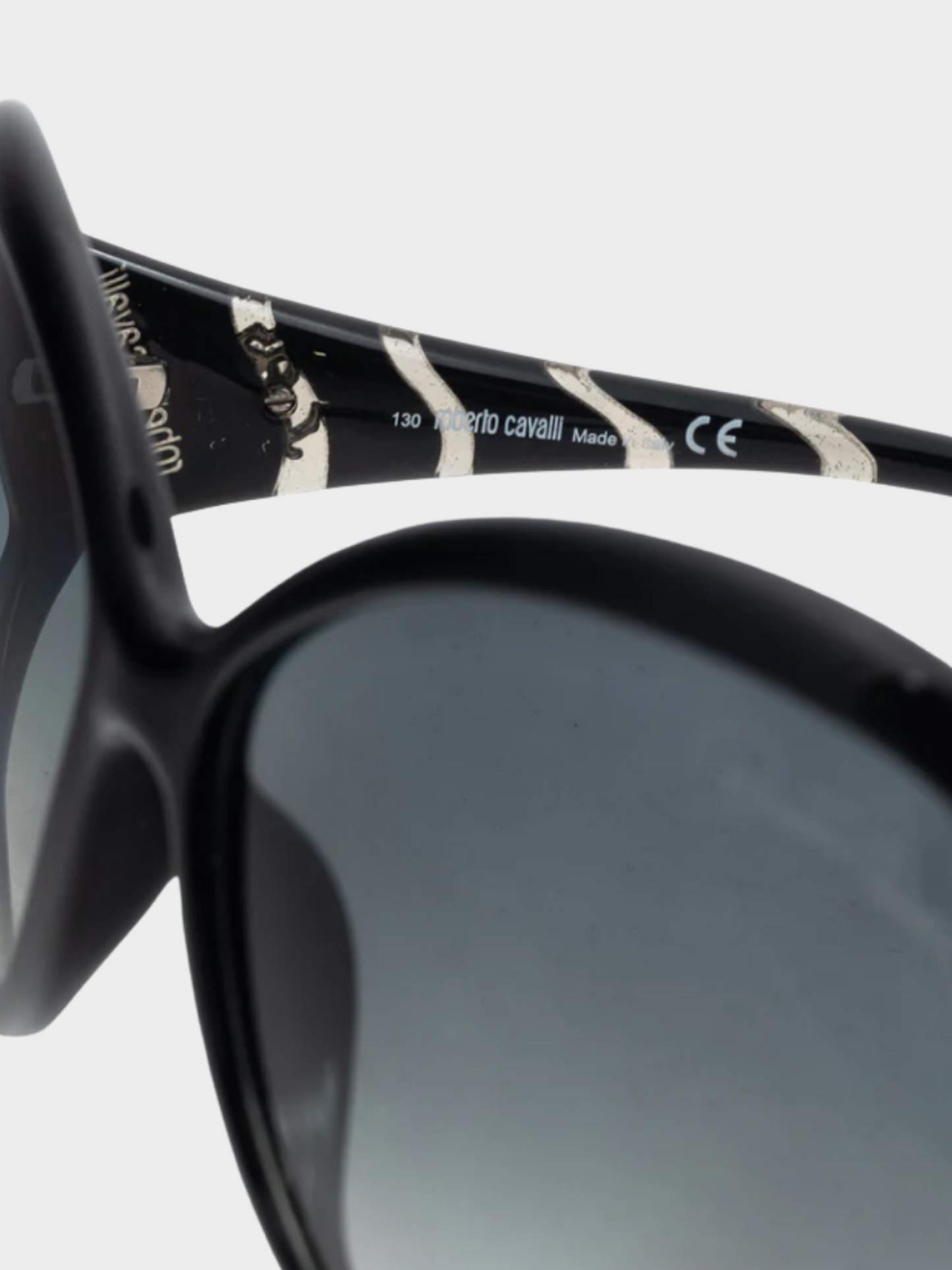 Roberto Cavalli 2000s Pegaso 338S Black Striped Butterfly Sunglasses