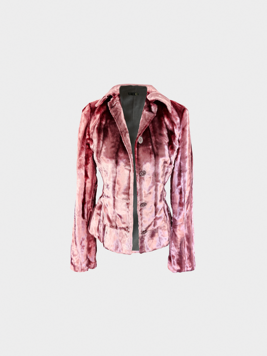 Roberto Cavalli 2000s Velour Purple Blazer Jacket
