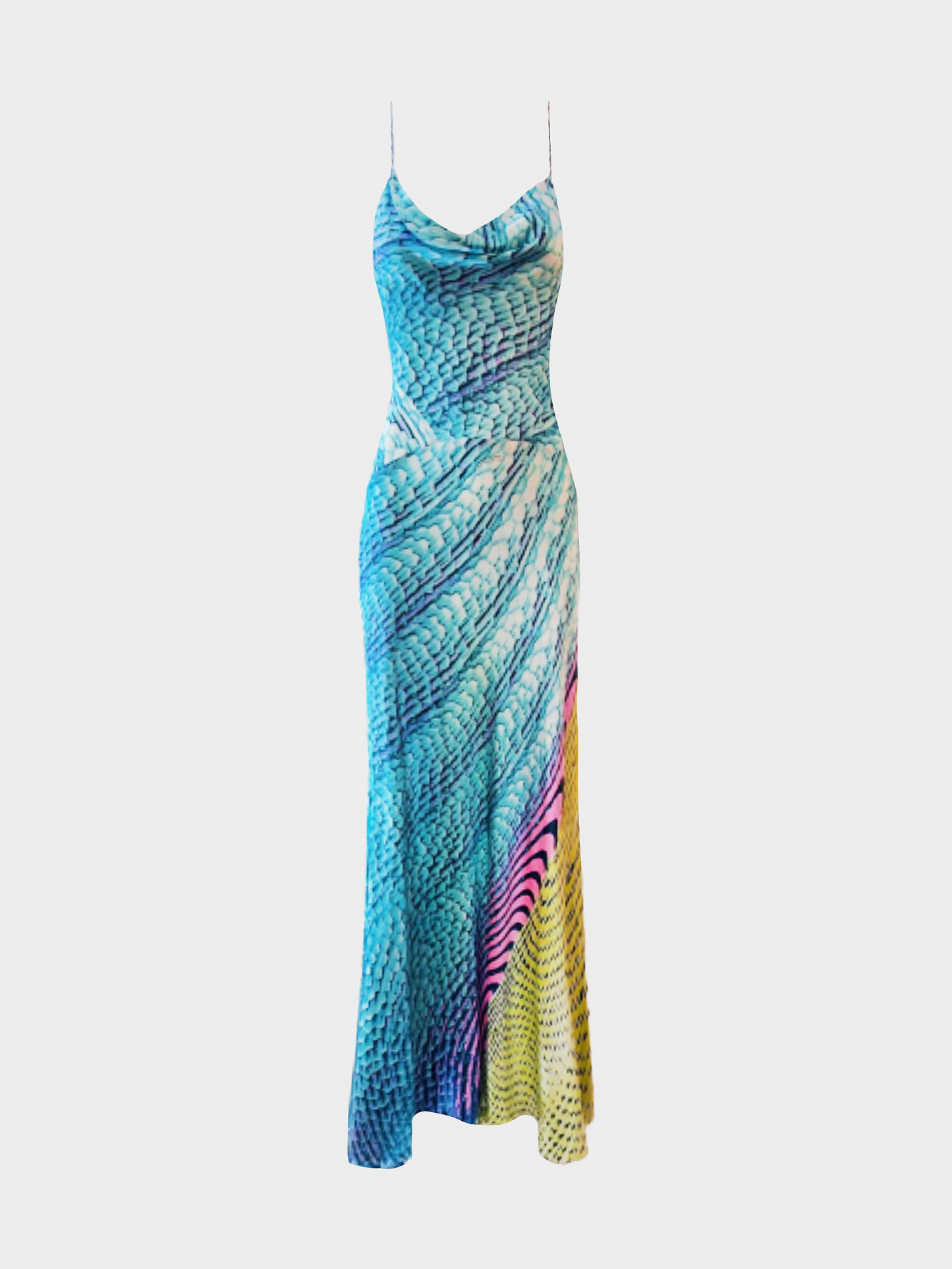 Roberto Cavalli SS 2001 Runway Blue Silk Maxi Dress