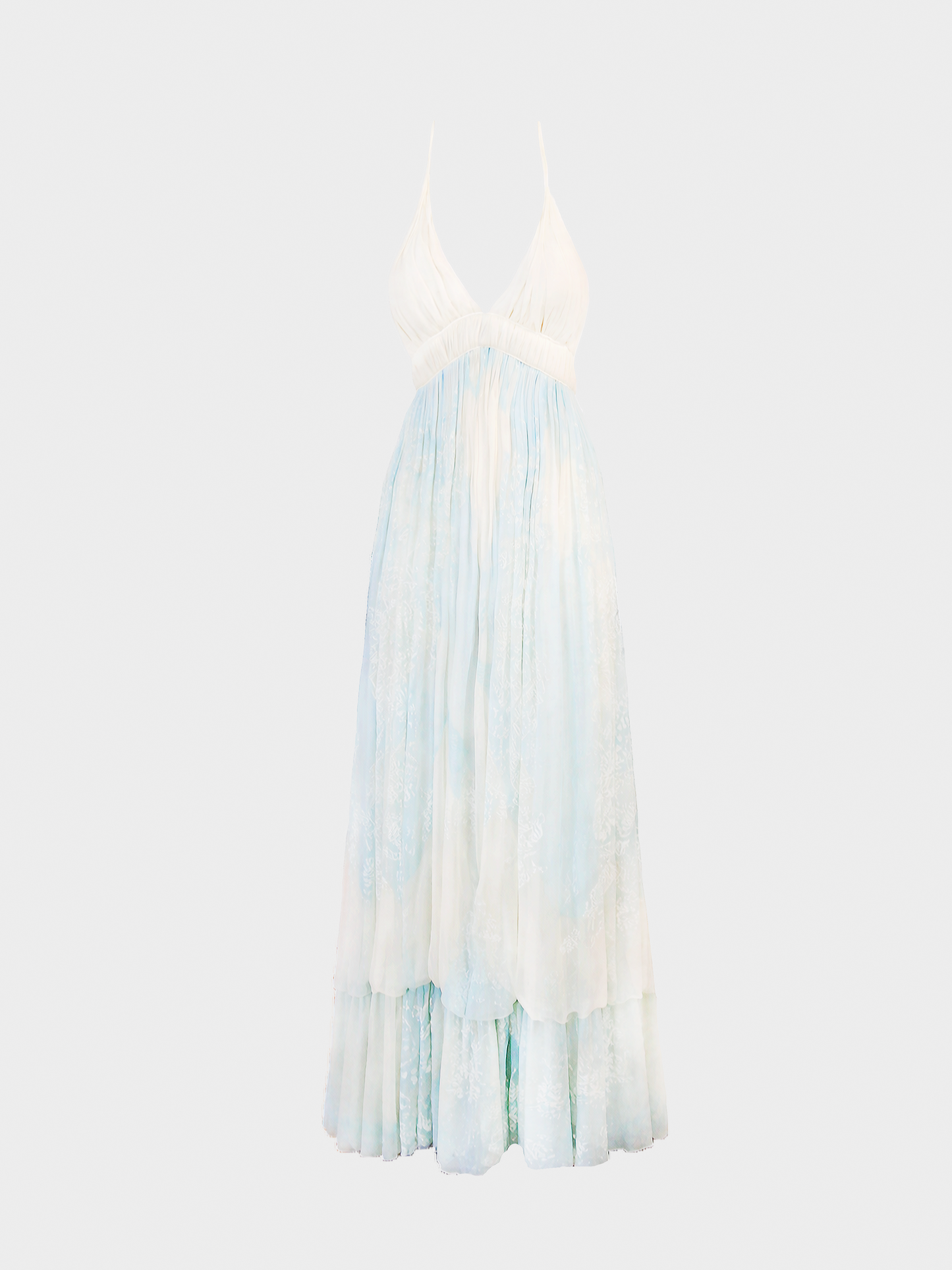 Roberto Cavalli SS 2007 Runway Blue and Cream Chiffon Dress