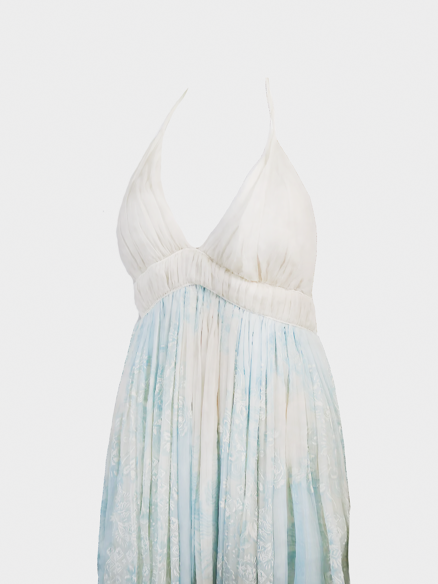 Roberto Cavalli SS 2007 Runway Blue and Cream Chiffon Dress
