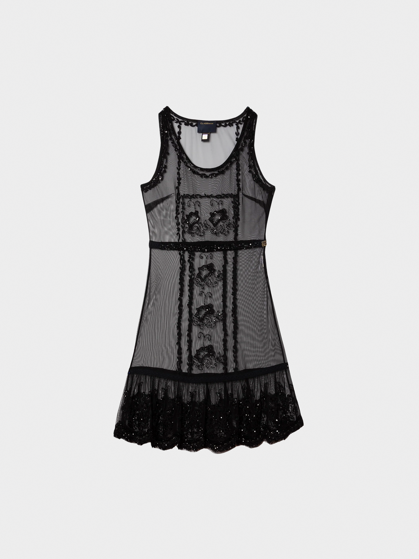 Roberto Cavalli 2000s Black Beaded Sheer Dress