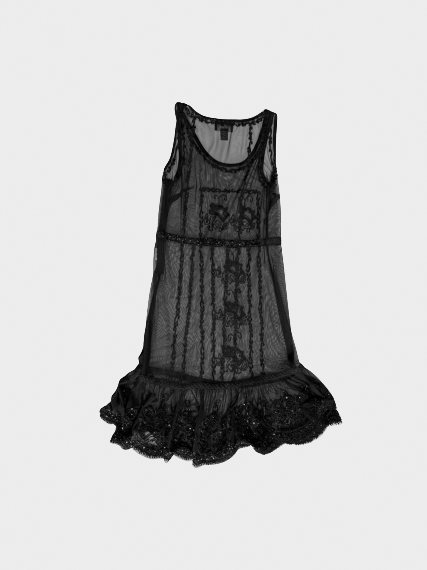 Roberto Cavalli 2000s Black Beaded Sheer Dress