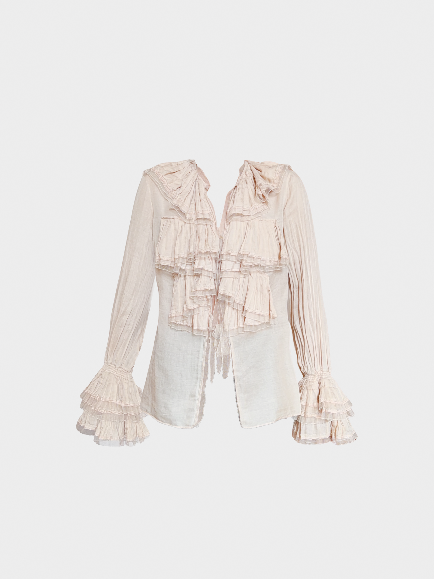Roberto Cavalli 2000s Beige Frilly Blouse